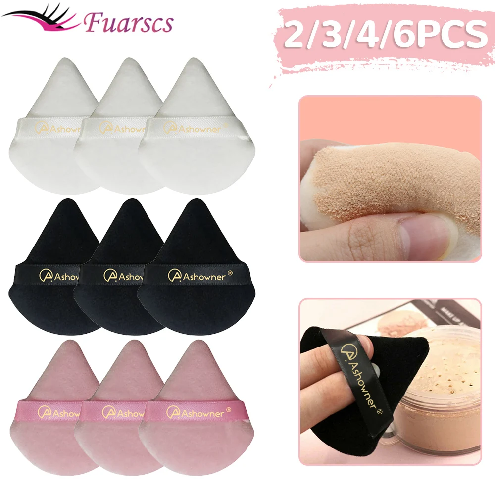 2/3/4/6Pcs Triangle Powder Puff Mini Face Makeup Sponge Cosmetics Soft Cotton Face Powder Puff Washable Velvet Makeup Puff Tools