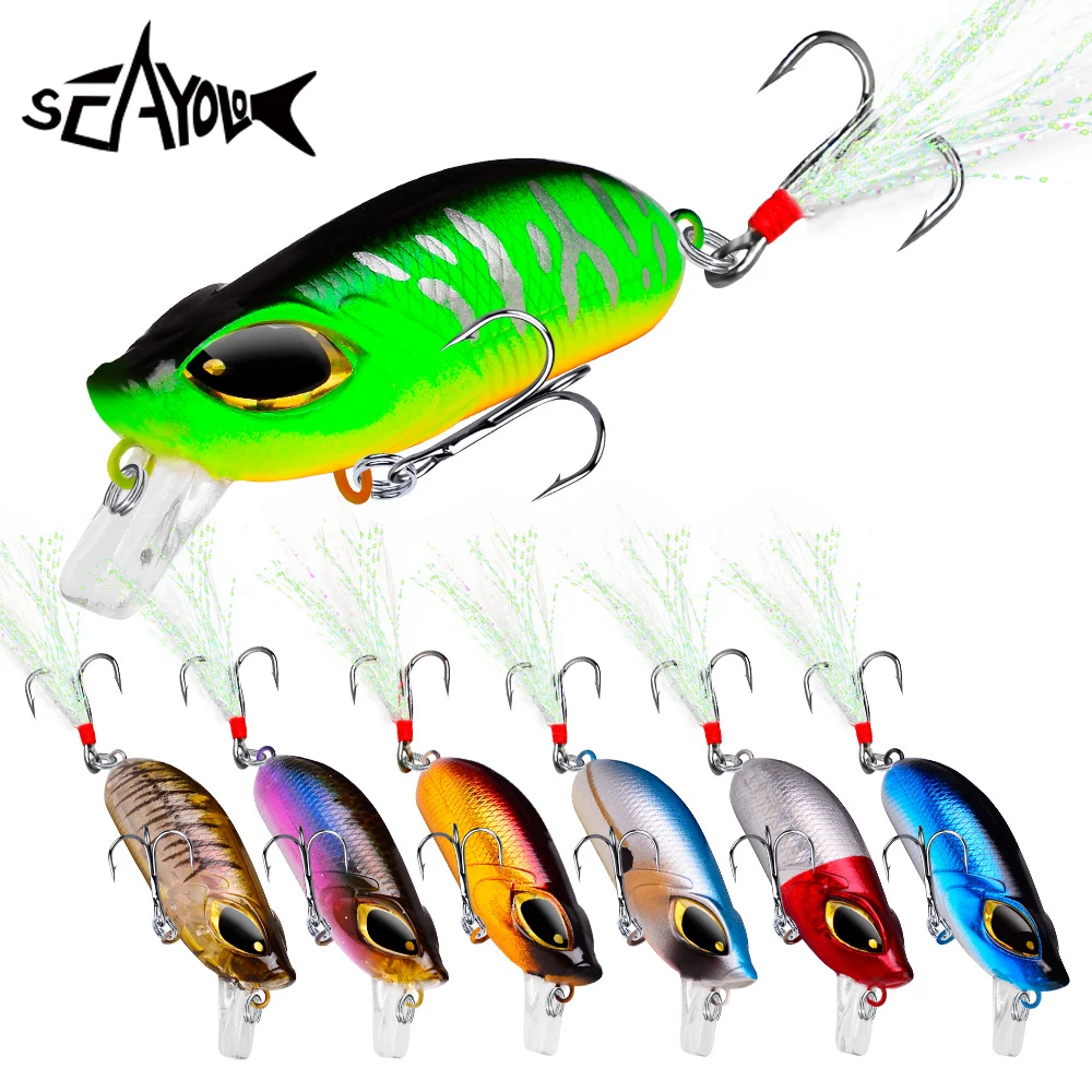 

Sea.YoLo Floating Lure Minnow Treble Hook Swing Rotating Simulates Bait 5cm 8g Artificial Bass Bait For Pond Fishing Equipment