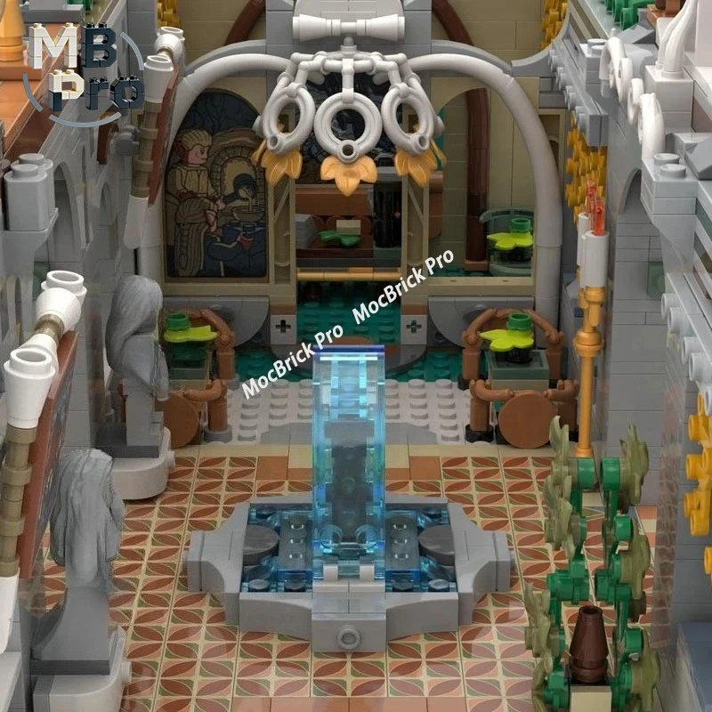 

Fairy Tale Style Architectural Model, Elven Train Station Made of Building Blocks for Desktop Ornament