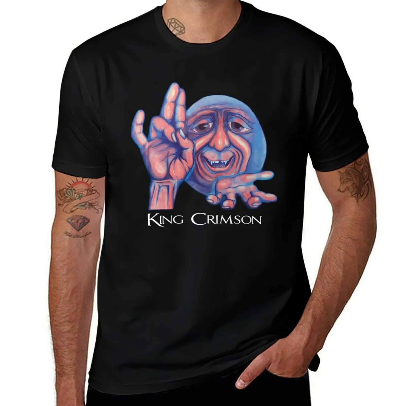 Crimson King Artwork - In The Court Of The Crimson King Album T-Shirt Basic Solid Color Short Sleeve Cotton Top