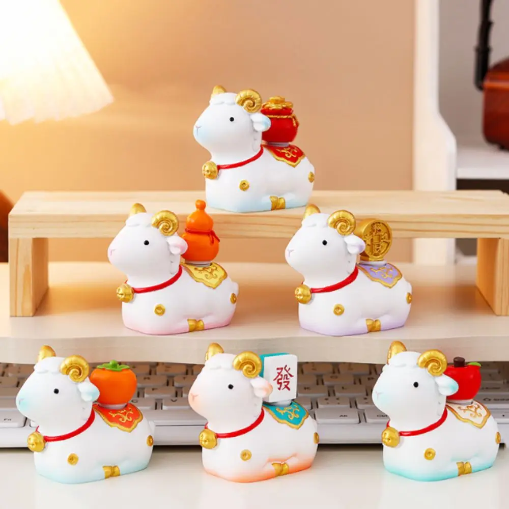 Cute Creative Desktop Figurine Lovely Year of the Sheep Zodiac Sheep Mascot Handheld Creative Desk Ornament Office Workstation