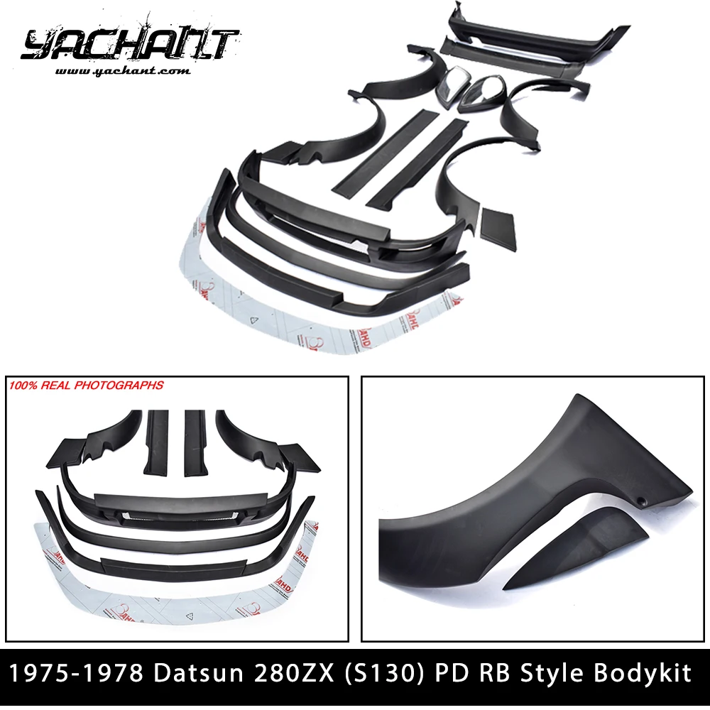 Car-Styling FRP Fiber PD RB Style Bodykit Fit For 1975-1978 Datsun 280ZX S130 Front Bumper Lip Beam  Fender Flare Spoiler Wing