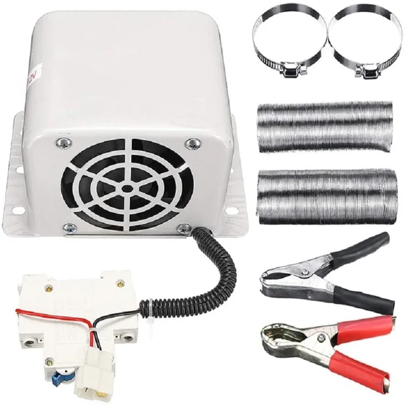 12V/24V 800W Car Heater Kit - High Power Double Outlet 5 Second Fast Heating Defrost for Automobile Windscreen Winter