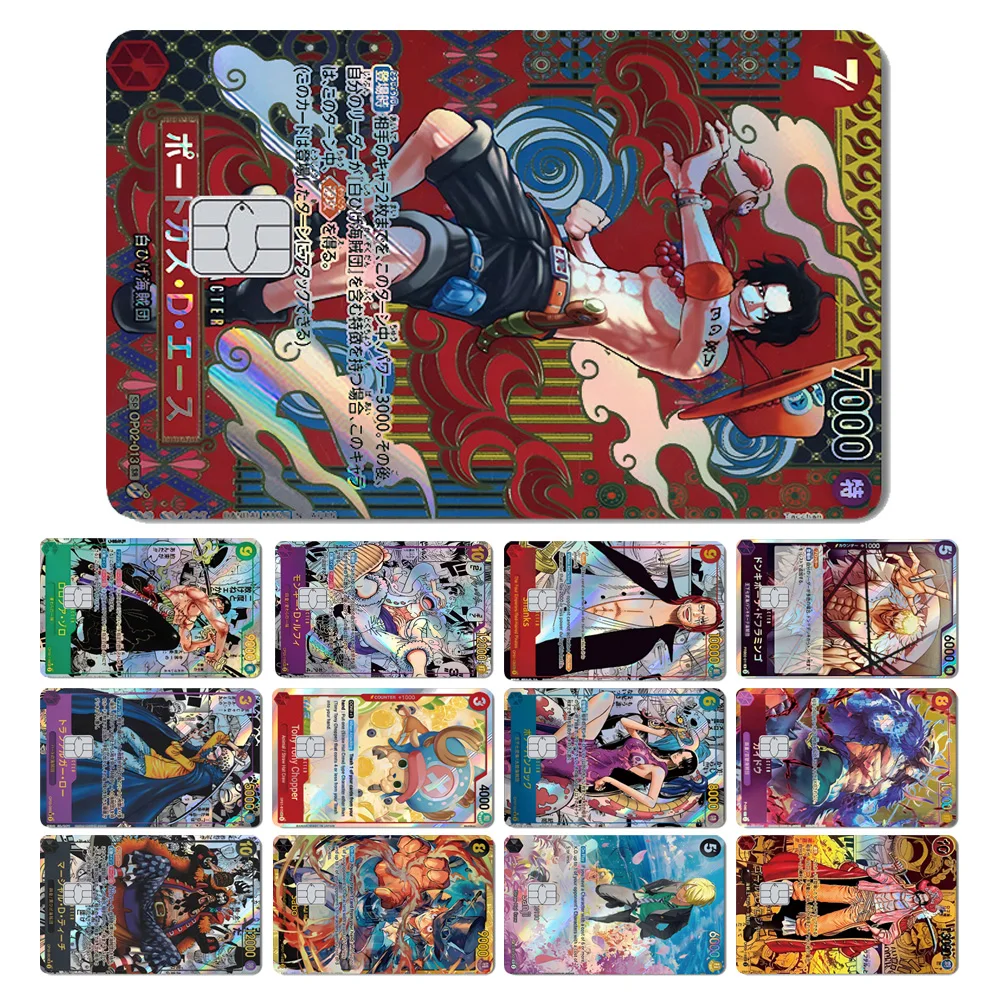 Adesivo Holográfico Fino Estilo Cartão TCG Magic Shark OP Luffy Nami Ace Zoro Lazer para Cartão de Débito e Crédito