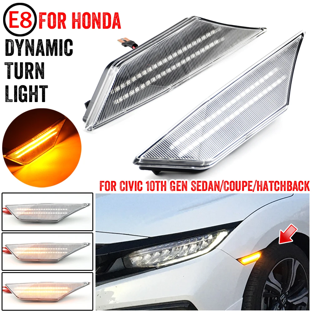 

2PCS Side Marker Light LED Dynamic Turn Signal Light Sequential Blinker Side Marker Light For Honda Civic 10th Hatchback 16-2020