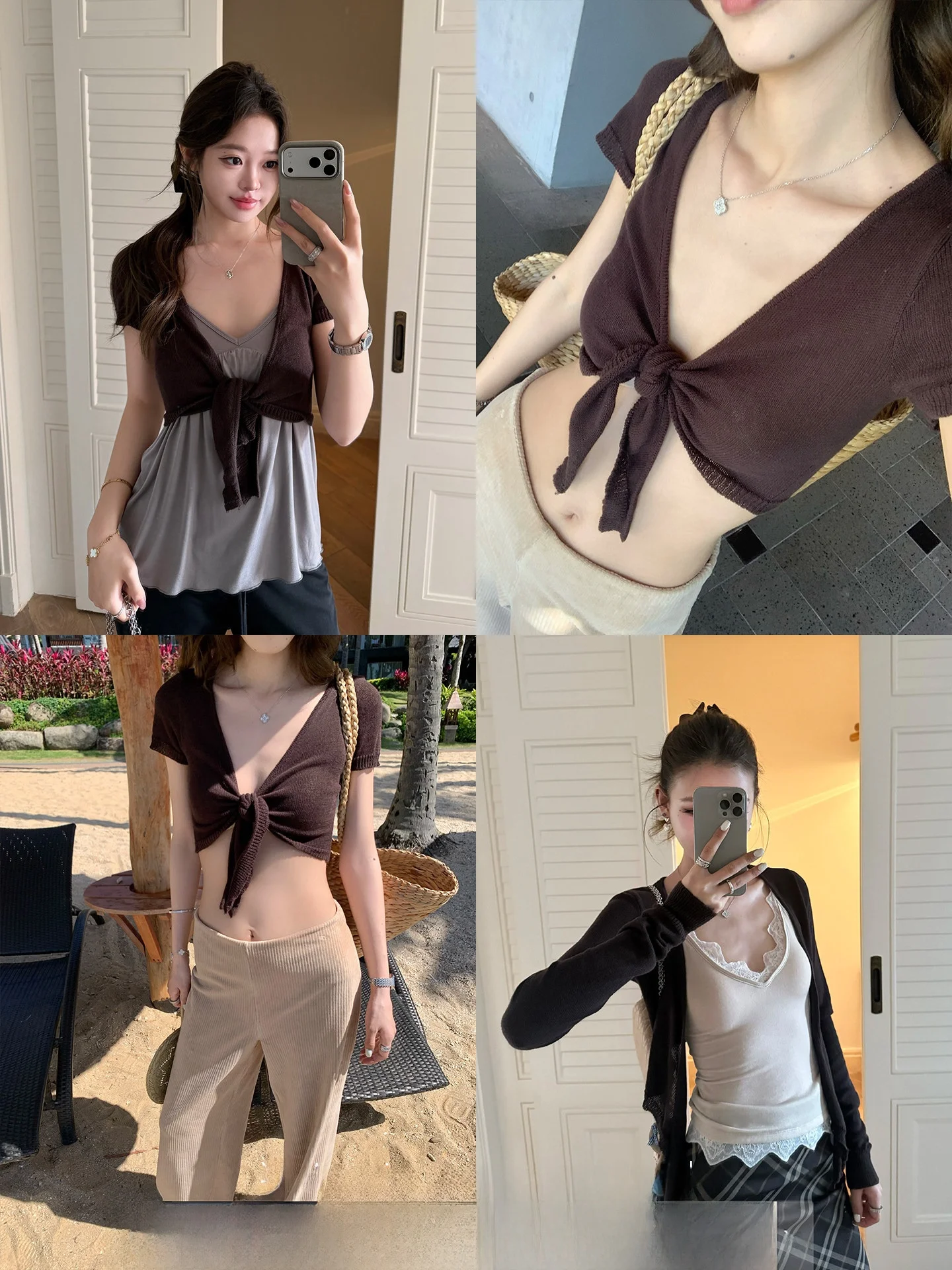 

Xzichic BM Sle Pure Cotton Long Sve Knitted Top Women Loose Nel Versatile Belted ort Sve Open Cardigan irt