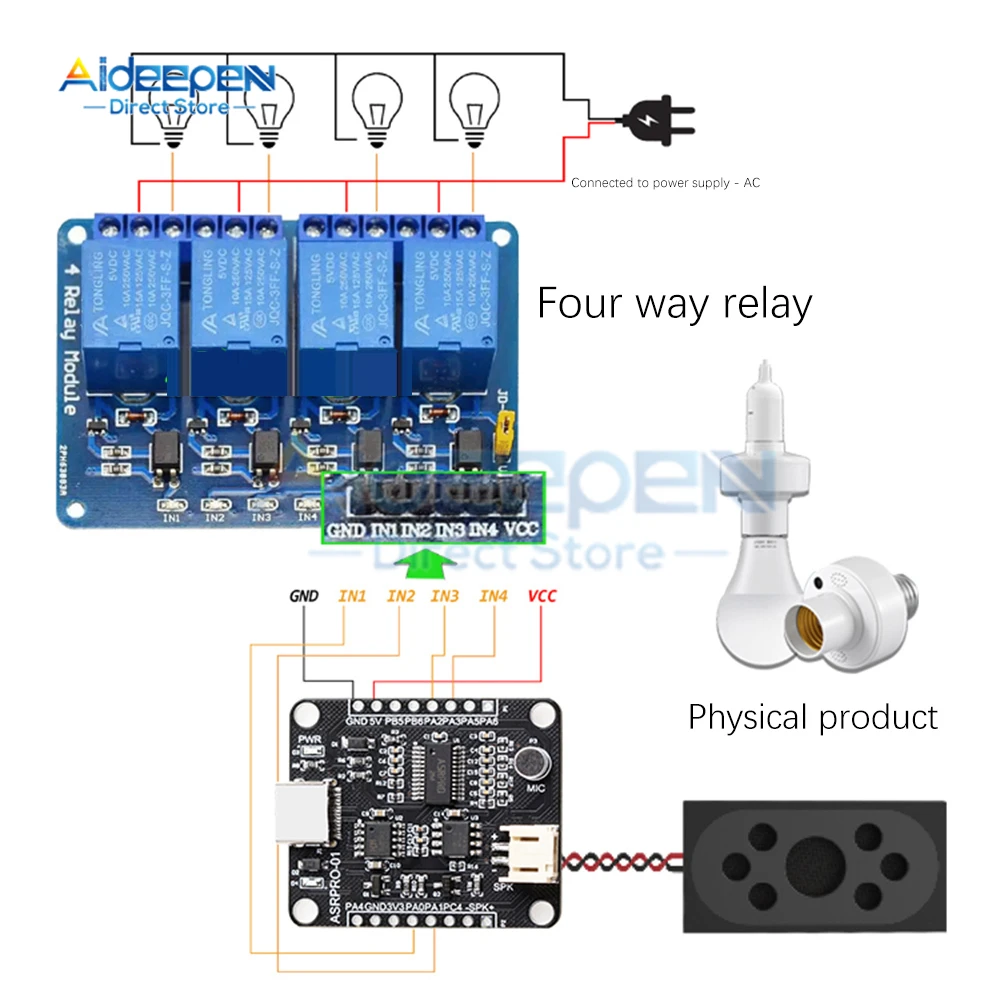 ASRPRO Intelligent Voice Recognition Module Voice Board VRM LD3320/ASR01 Development Board/Core Board 5V Power Supply