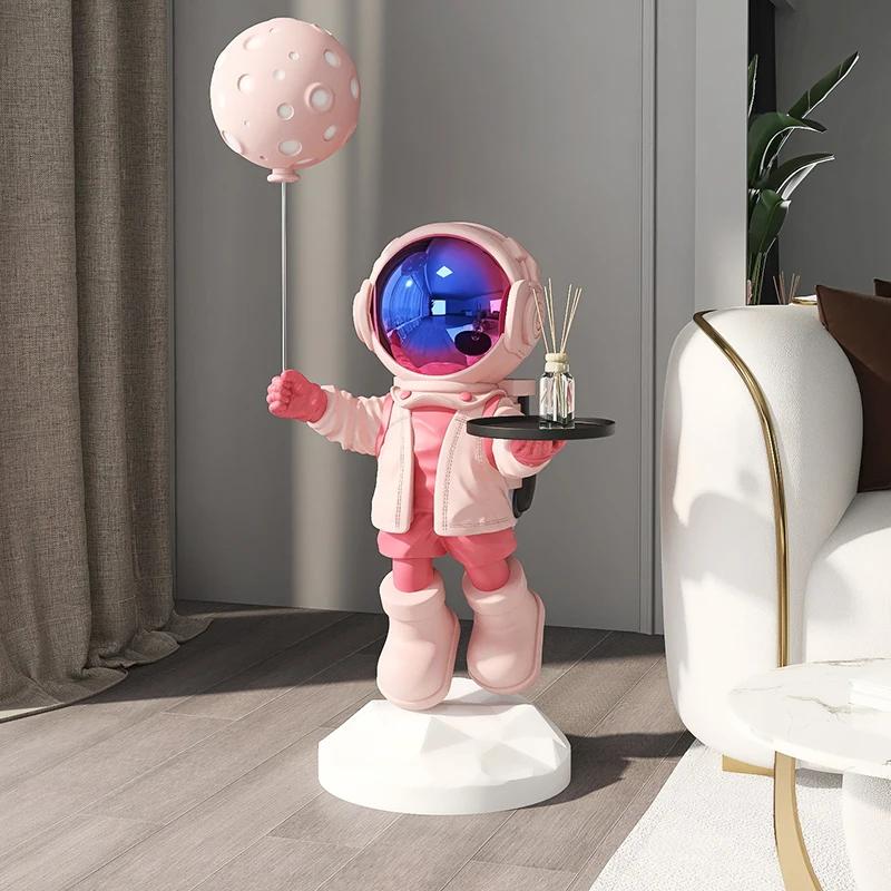 Astronaut Art Statue for Living Room, Nordic Sculpture, Home Accessories with Tray, Wireless Bluetooth Speaker, Floor Decoration