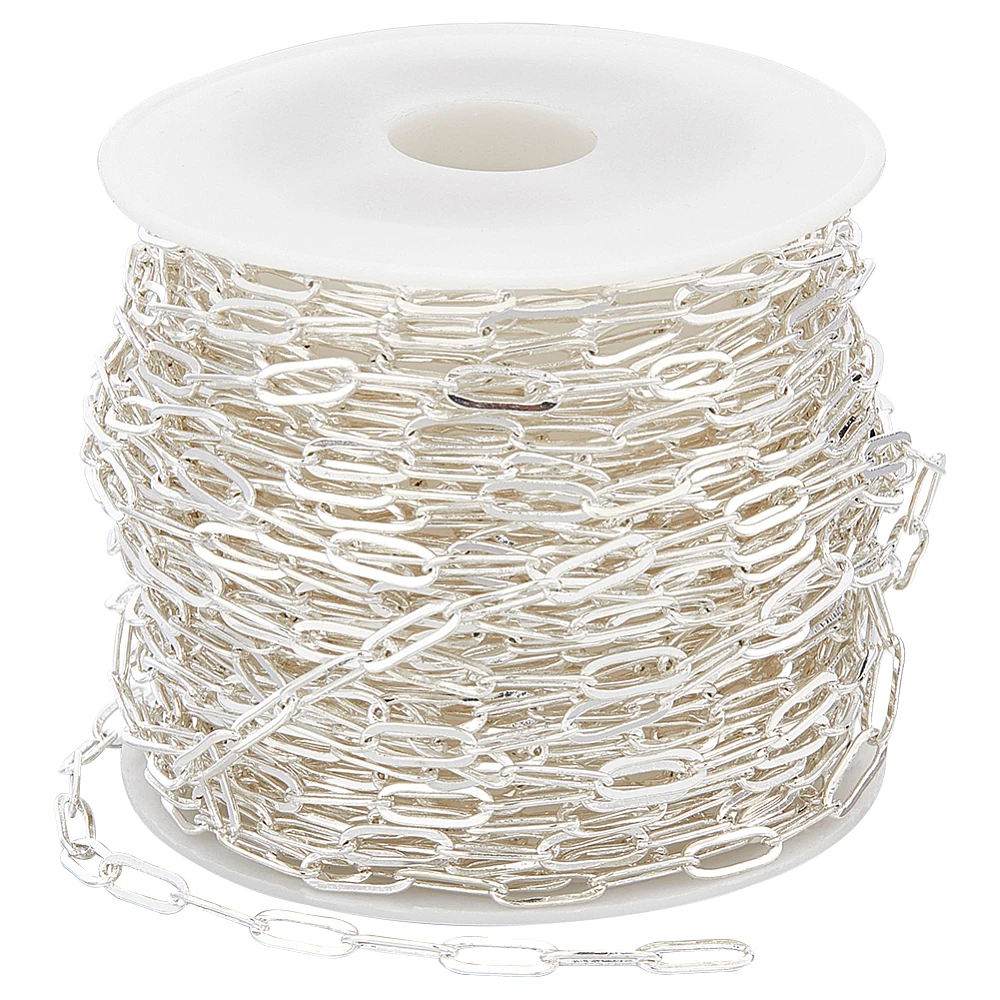 Chain Roll Cable - Rantai Paperclip Perak 32,81 Kaki, Rantai