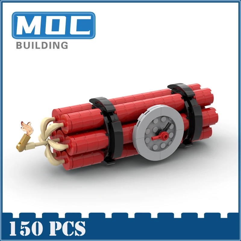 MOC Building Blocks Red Bomb Shape Model DIY Assembled Bricks Creative Educational Children Toys Kids Display Gifts