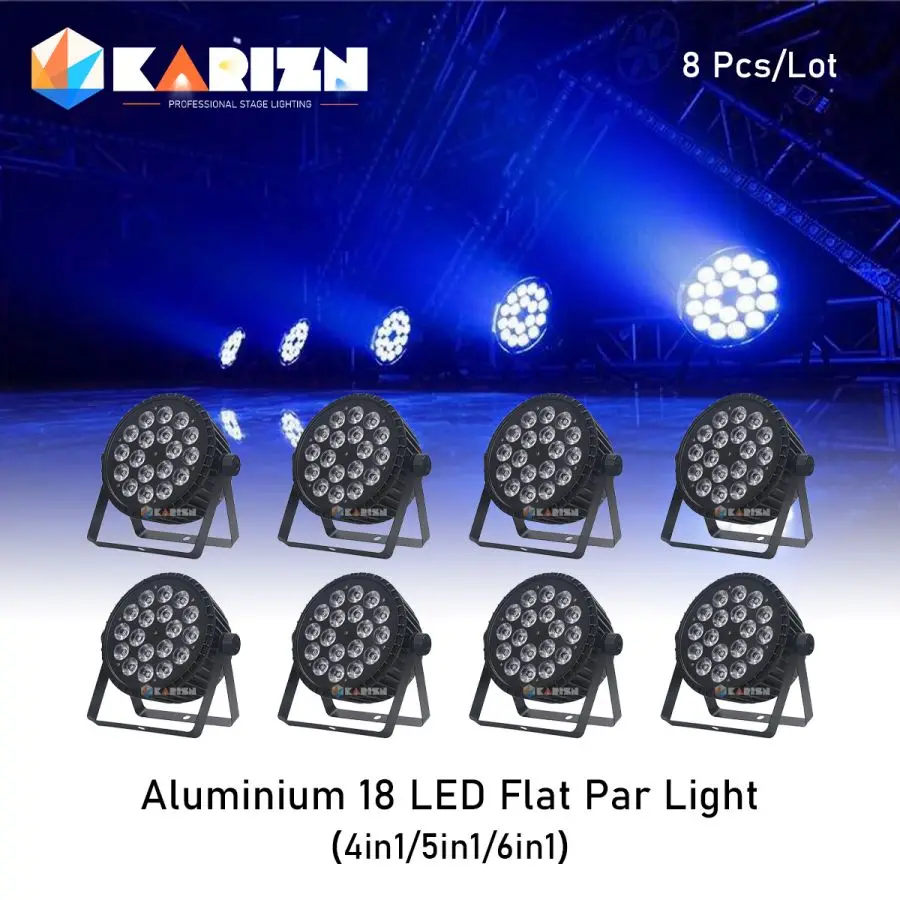 No Tax 8Pcs Aluminum Flat Par 18x12w 4in1 Alloy Par Led Slim Par 18x18W RGBWA UV Wash Light Professional Dj Par Wash Light High