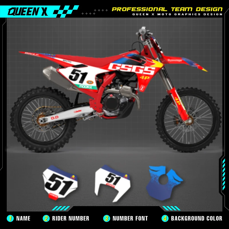 

Queen X MOTOR Custom Team Graphics Backgrounds Decals For 3M Stickers Kit For GASGAS GAS GAS 2024 2025 2026 EC MC 006