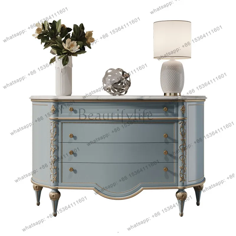 

American light luxury style marble entrance cabinet entrance hall storage and decoration cabinet