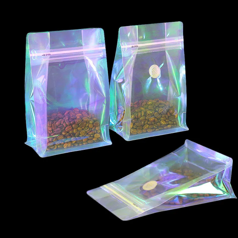 50pcs Transparent Coffee Beans Storage Bags with Valve for Food Nuts Candy Packaging Pouch Reusable Self-sealed Plastic Bag