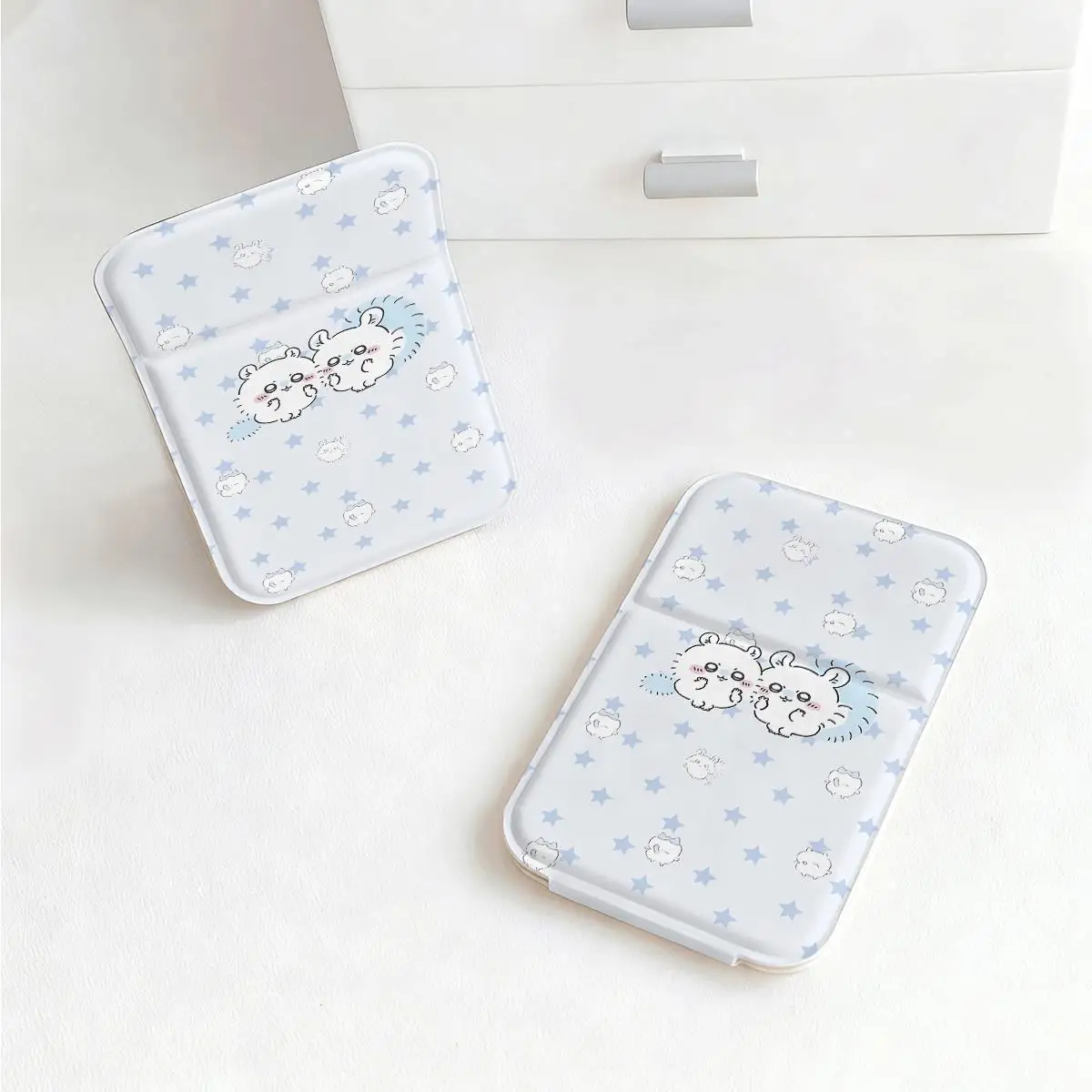Ckw Momonga Faltbarer Schminkspiegel mit Blauem Sternenmuster, Tragbarer Taschenspiegel für Reisen & Tägliche Kosmetik