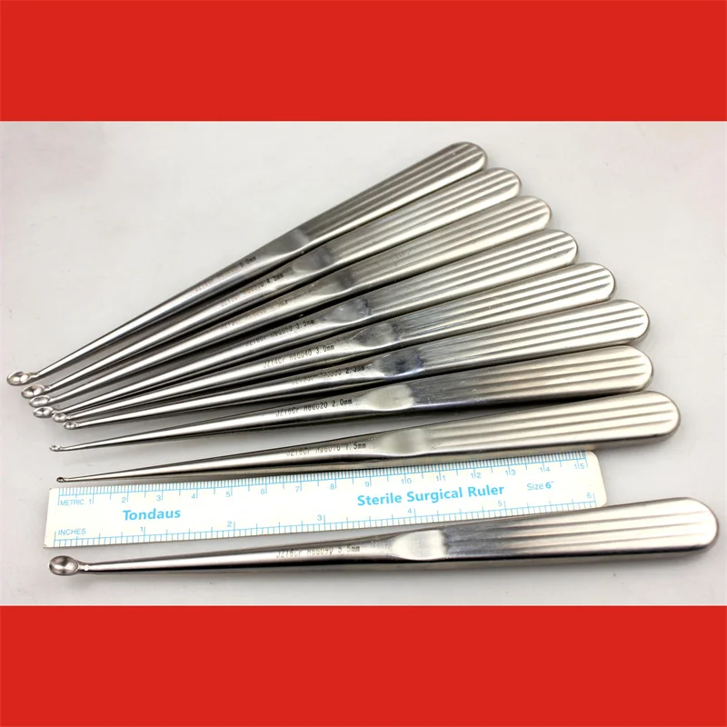 

Mastoid curette, external auditory canal foreign body curette, debridement curette, Admiralty orthopedic otolaryngology instrume