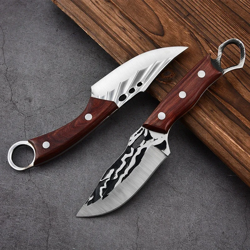 Forged Kitchen Boning Knife Meat Cleaver Knives Professional Chef Butcher Slicing Hunting Knives with Cover Fishing Outdoor BBQ