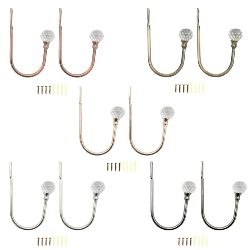 2Pcs U Shape Crystal Curtain Tieback Decorative Wall Hook Household Supplies for Home Festival Wall Door Curtain Drop Shipping