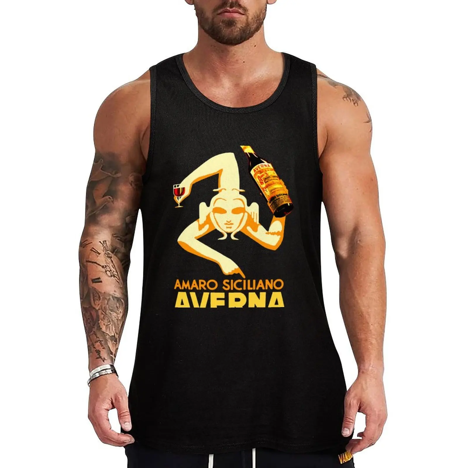 Camiseta sin mangas Amaro Siciliano Averna, camiseta sin mangas fresca y ligera, camiseta sin mangas ligera para verano
