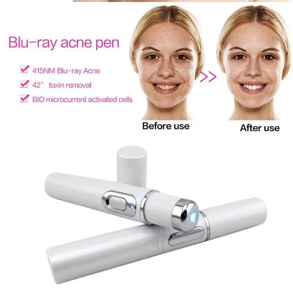 Blue Light Therapy Acne Laser Pen Machine Blu-Ray Acne Pen Portable Wrinkle Toxin Removal Treatment Massage Facial Care Device