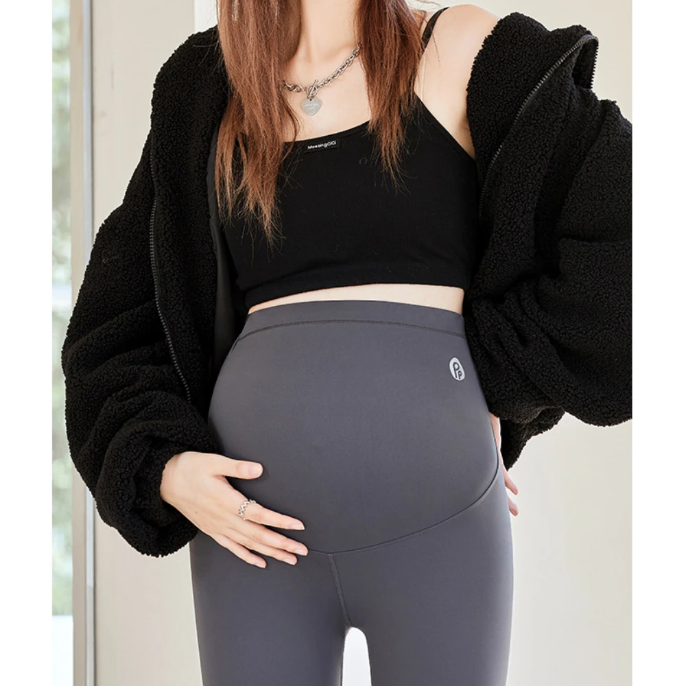 Cintura alta elástica leggings de maternidade magro para mulheres grávidas apoio barriga pós-parto leggins corpo shaper calças de fitness