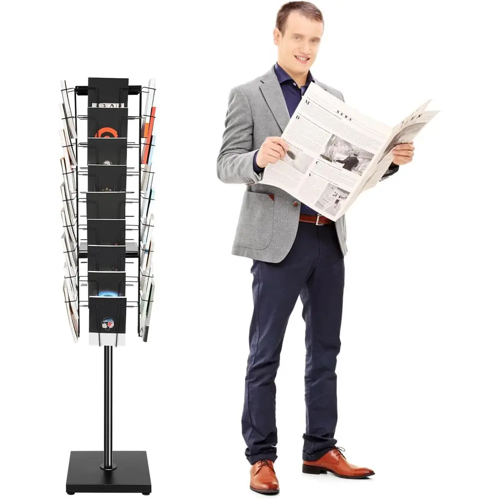 

Карманная вращающаяся стойка для журналов, подставка для брошюр, напольная подставка для литературы для офисов, органайзер, торговое шоу Ex