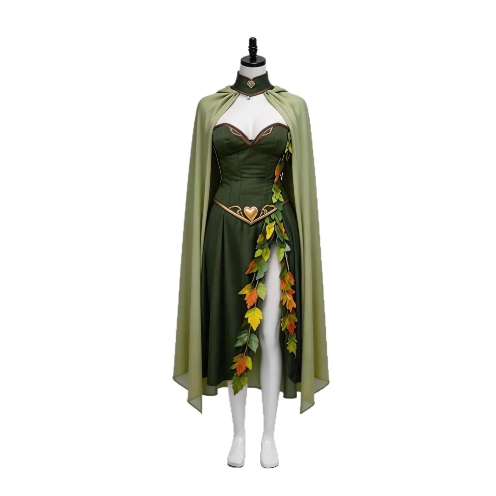 Cape Princesse Elfe Médiévale Brodée à Capuche – Verte – photo 2