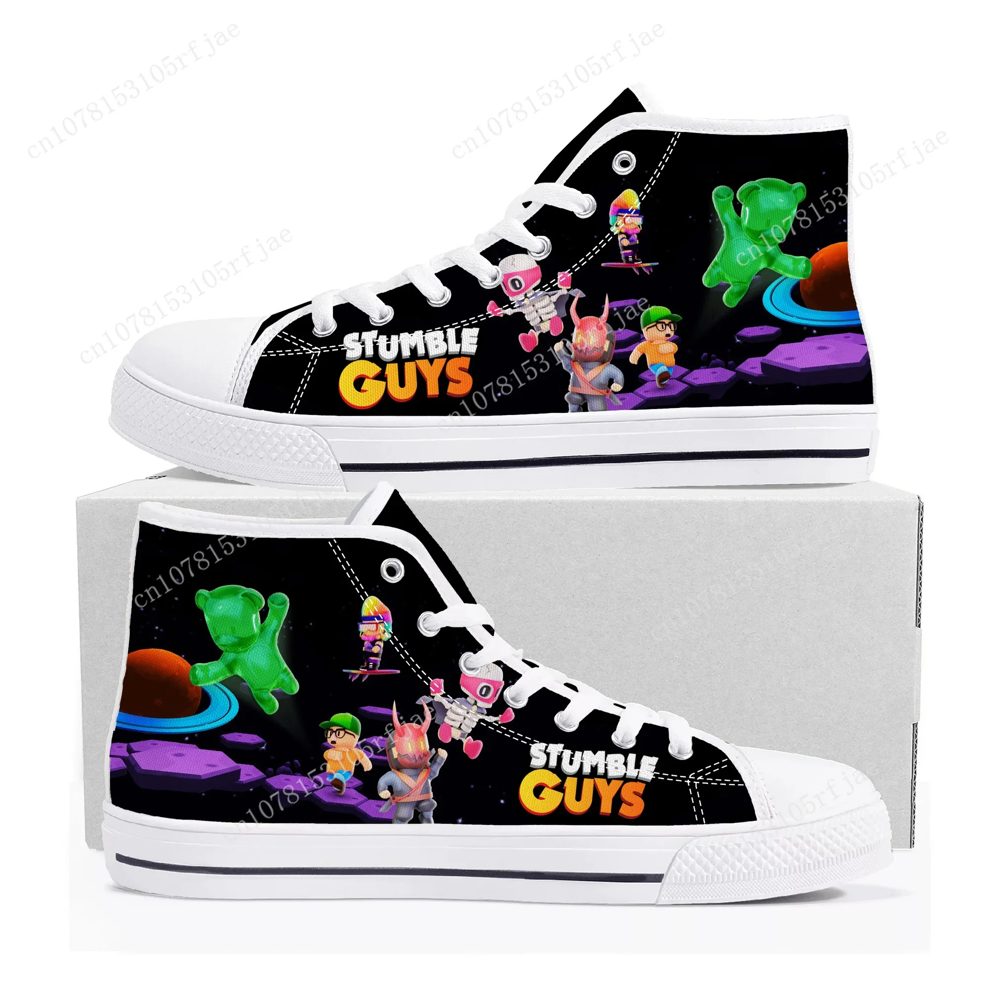 

Stumble Guys High Top Sneakers Cartoon Game Mens Womens Teenager High Quality Canvas Shoes Casual Fashion Tailor Made Sneaker