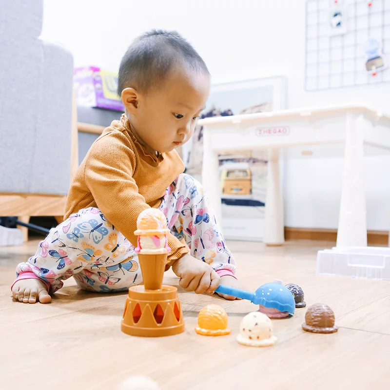 Juguete de apilamiento Montessori para bebé, juguete educativo interactivo de entrenamiento de equilibrio de helado, rompecabezas para niños pequeños