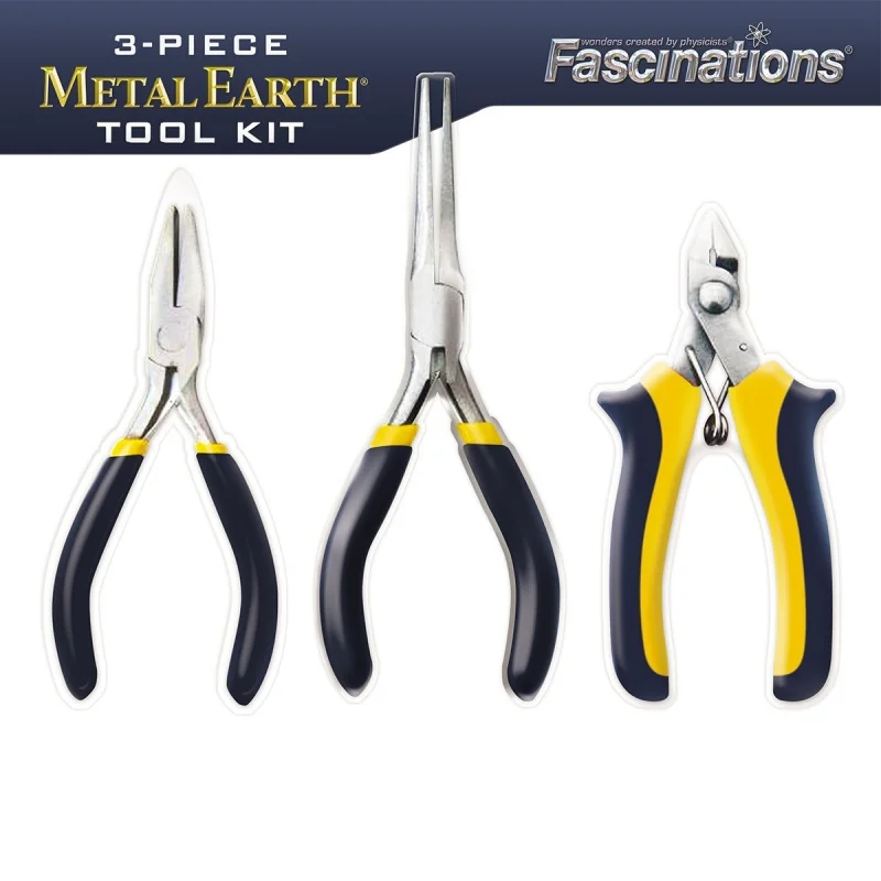 Fascinations Kit di attrezzi per terra in metallo da 3 pezzi, include clipper a becchi piatti e pinze ad ago-W