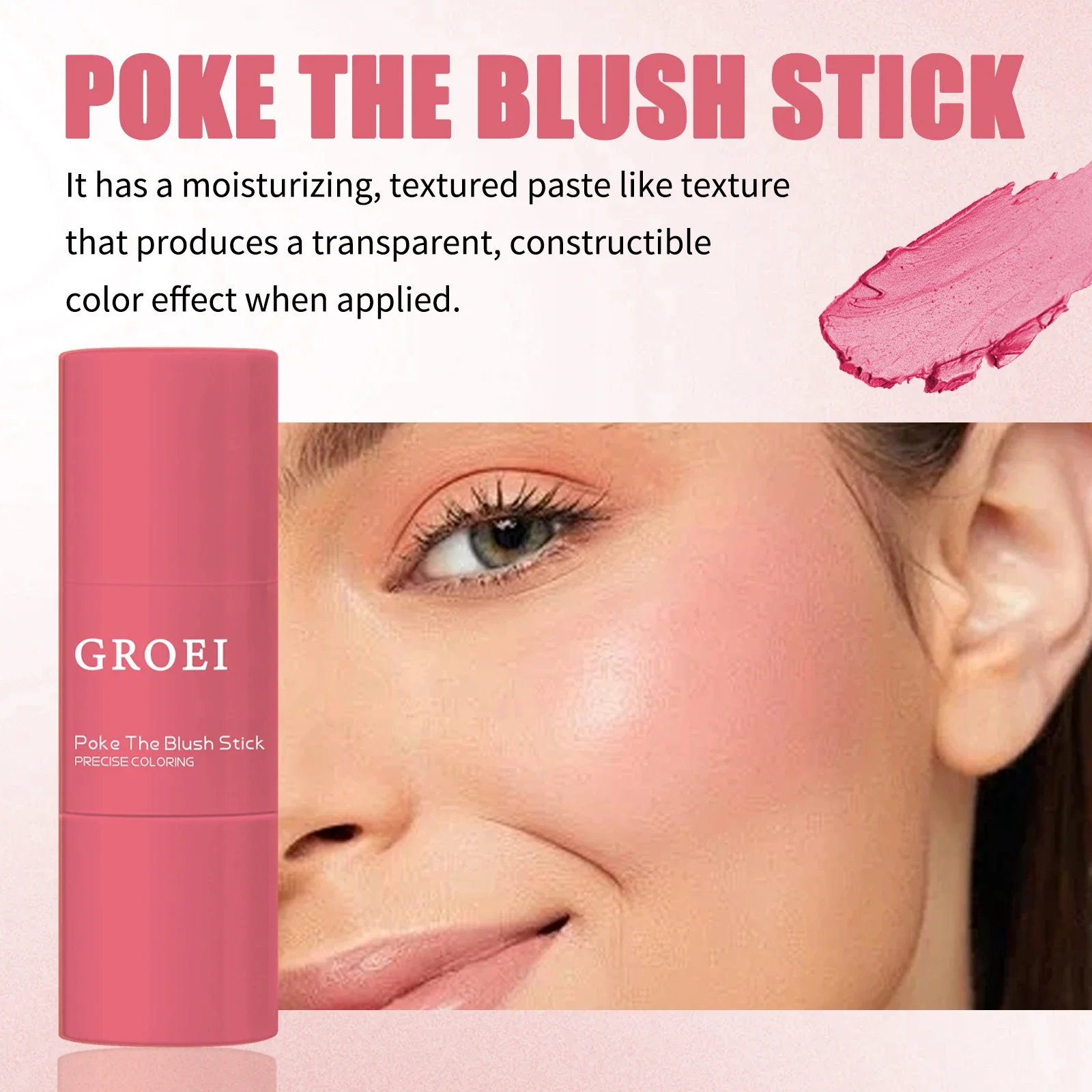 monochrome poederblusher lip- en wangblusher stick light natur Dubbel dual-use duurzaam mat natuurlijk rouge poeder Face Conto