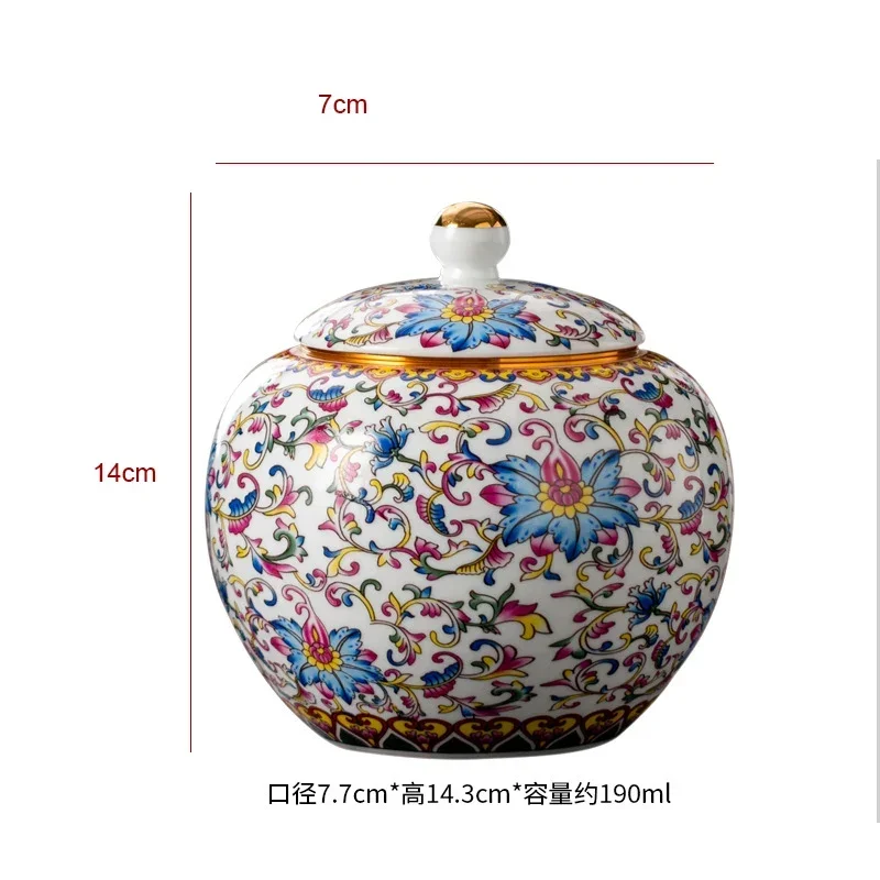 tea jar Blue white tea jars ceramic household storage sealed jar retro enamel color entwined lotus jars Porcelain tea organizer
