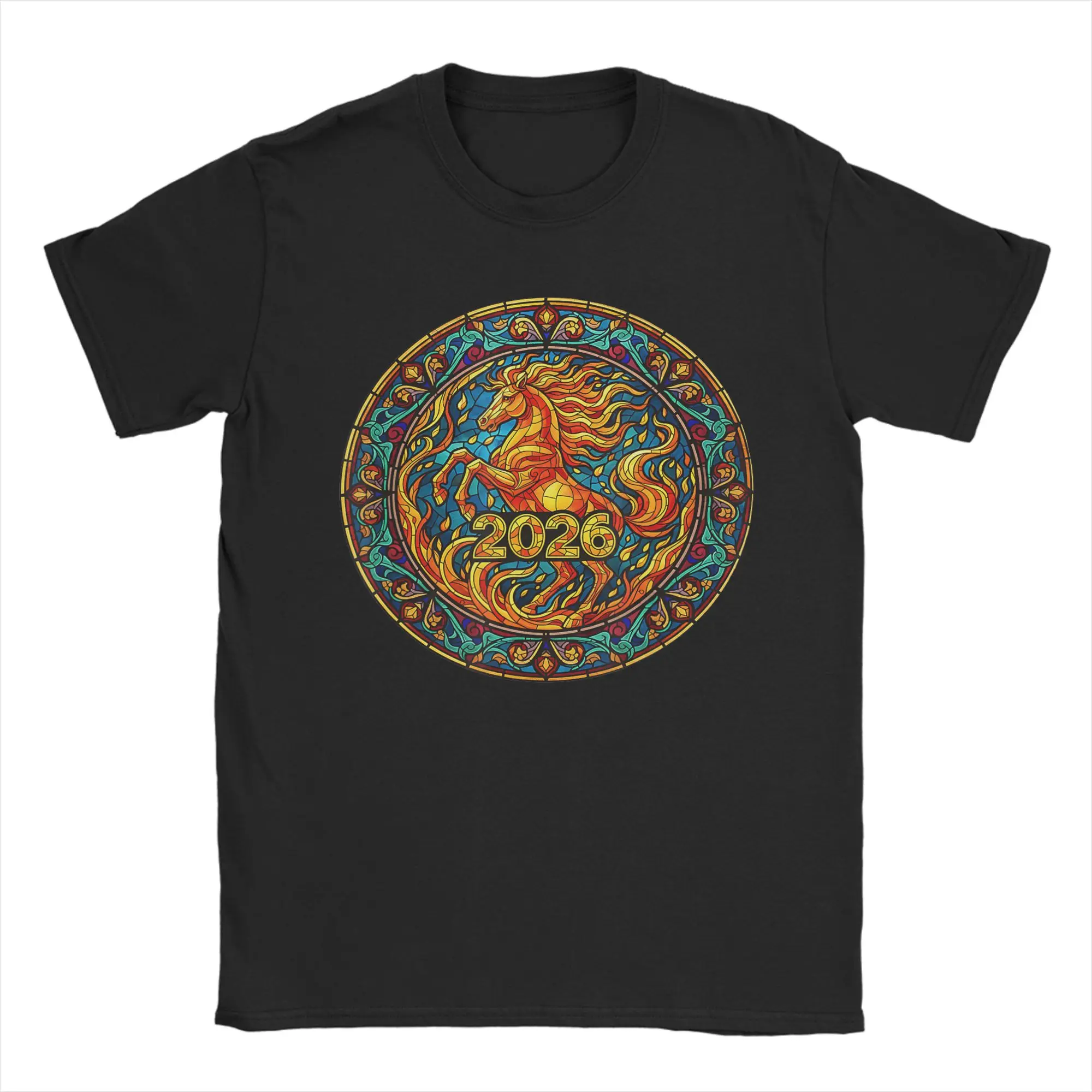 2026 Year of The Fire Horse Chinese New Year Lunar Festival Men T Shirts  Fashion Tees Short Sleeve T-Shirt Cotton Summer Tops