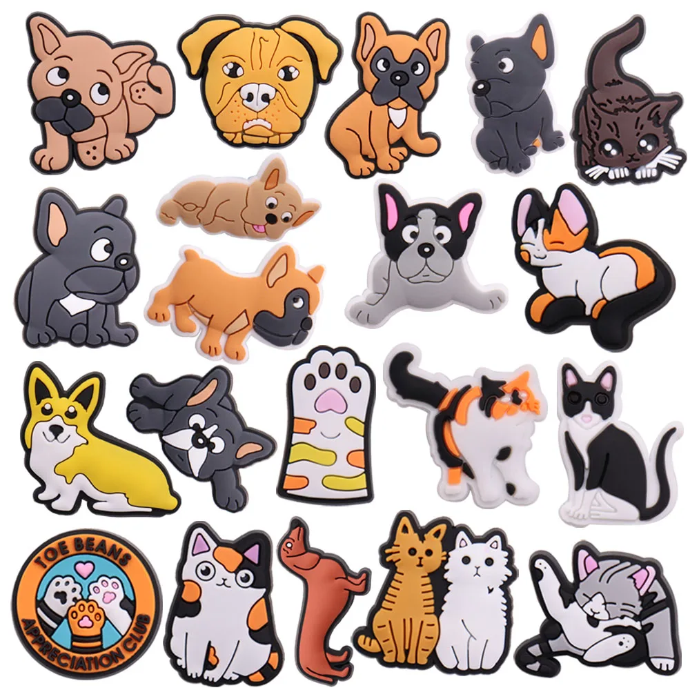 New Arrival 1Pcs PVC Dogs Cats Slippers Shoe Charms Accessories Kids Cute Designer Decoration DIY X-mas Present