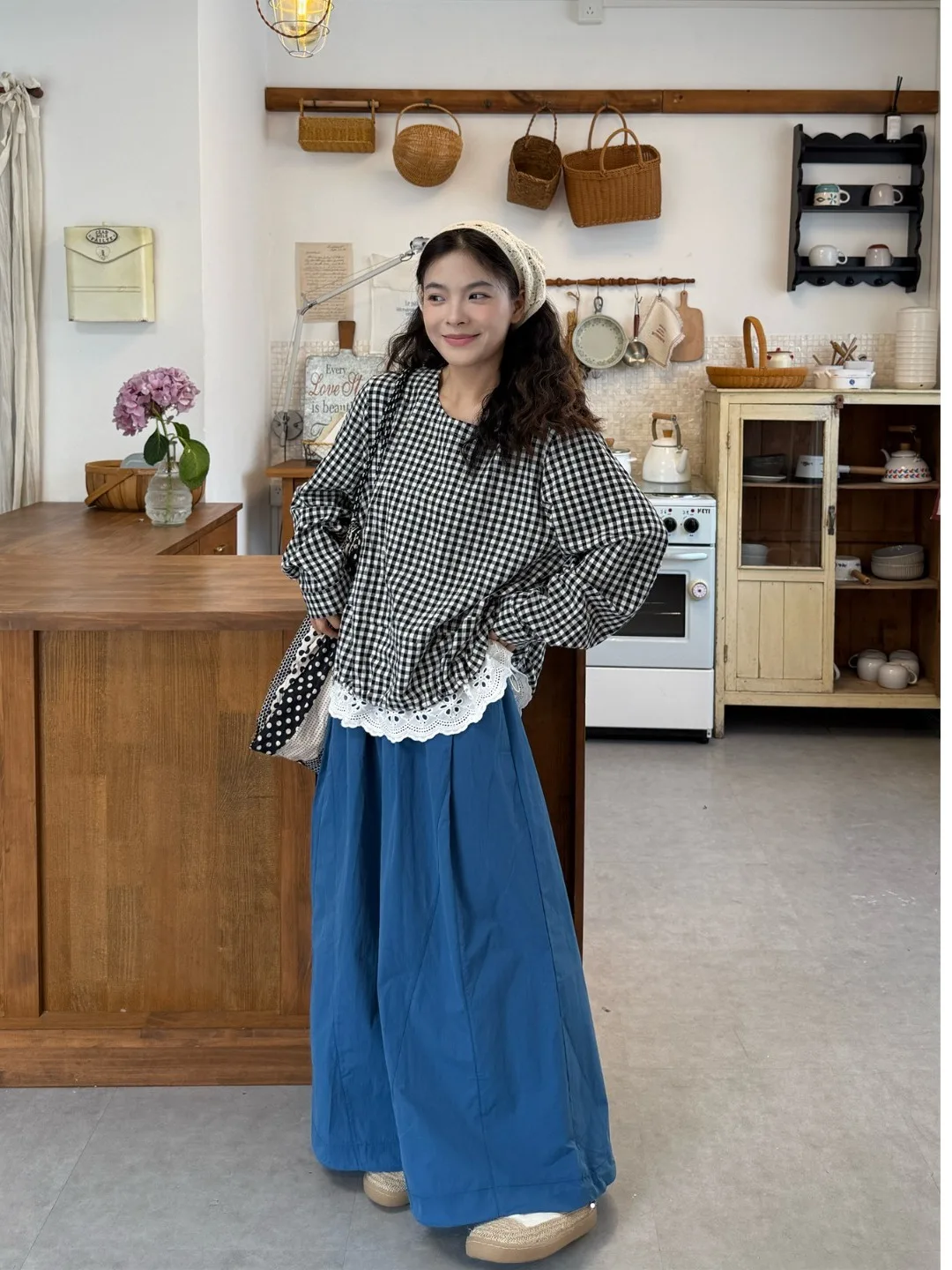 

plus Size Women's irt Long Sve Loose High Waist Wide Leg Pants Autumn Winter New Sle Comfortable Faion Set Korean Sle
