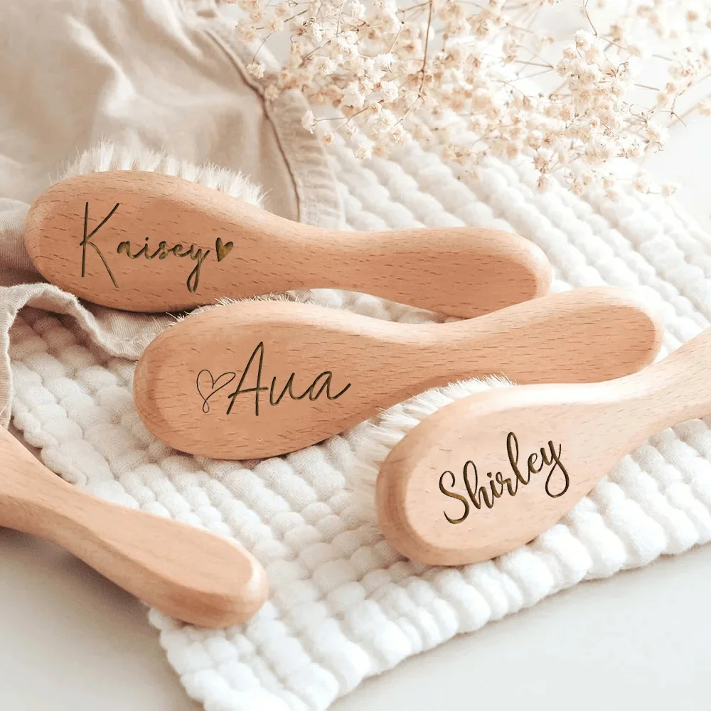 

Personalized Wooden Newborn Hairbrushes Engrave Baby Name Hair Brush Comb Brush Birth/Baptism/Birthday Baby Shower Gifts