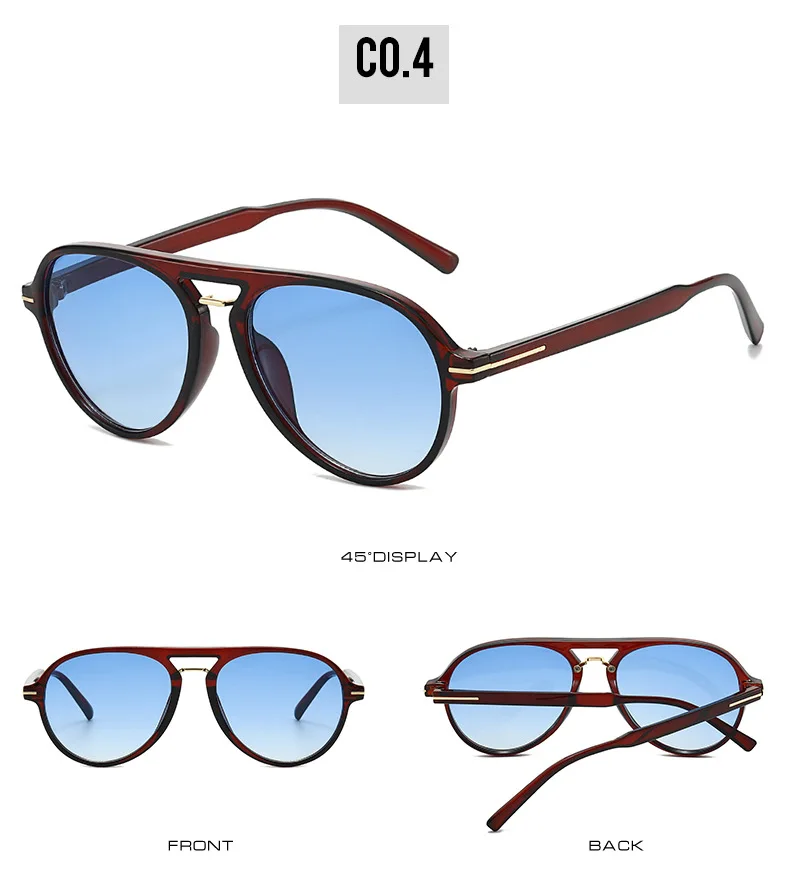 2026 Neue Doppelbalken-Retro-Sonnenbrille für Damen und Herren im Pilotenstil mit Metall-Linien-Dekoration UV400 – Detail 10