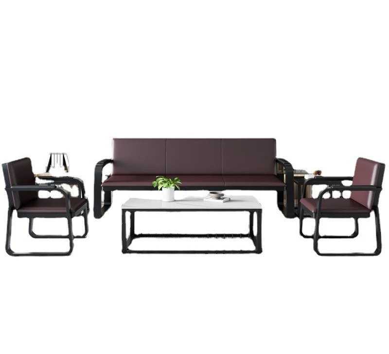 

Modern simple wrought iron business office sofa reception office three person sofa middle coffee