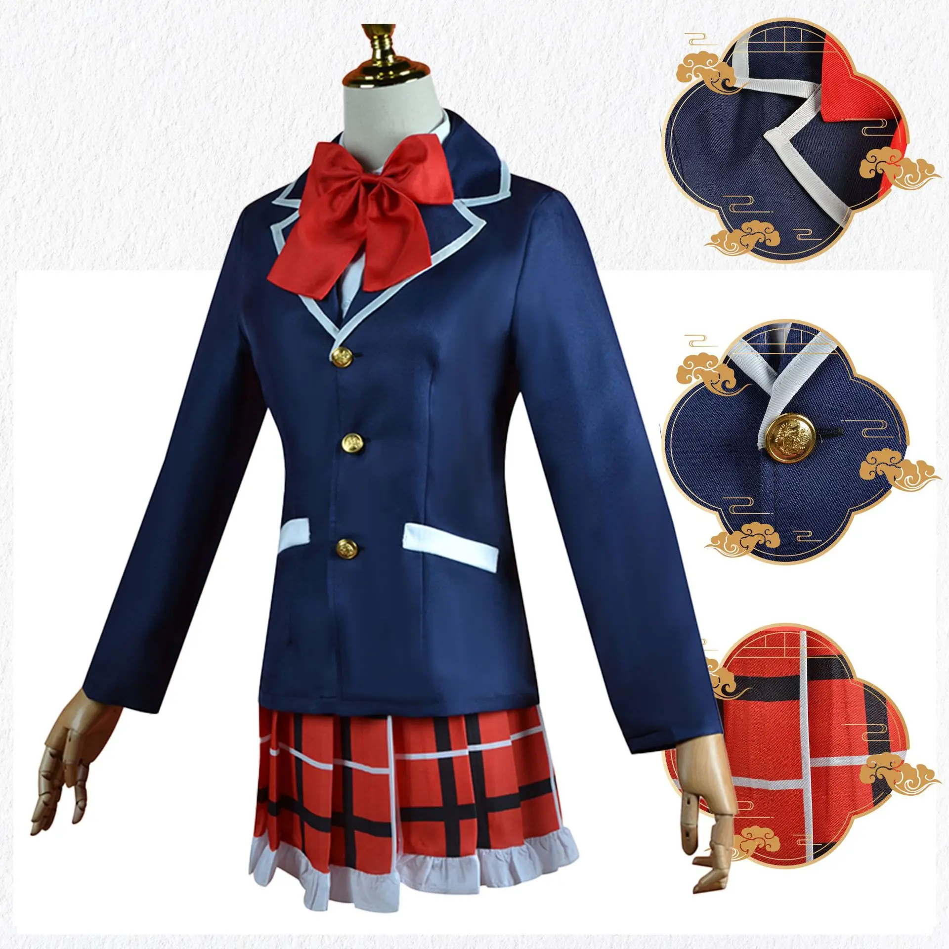 Anime Love Chunibyo e Outras Delírios Traje Cosplay para Mulheres, Takanashi Rikka, Dekomori Sanae, Saias, Uniforme, Halloween, Adulto