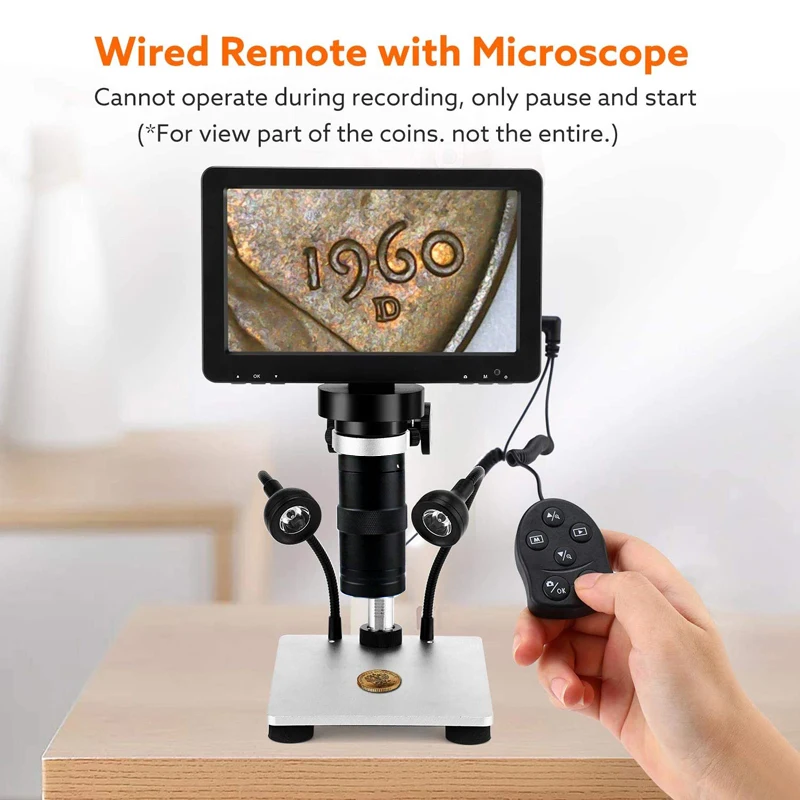 7 inch LCD Digital Microscope 130X C Mount Lens USB Video Microscope Camera for Phone PCB SMD CPU Soldering Watch Repair