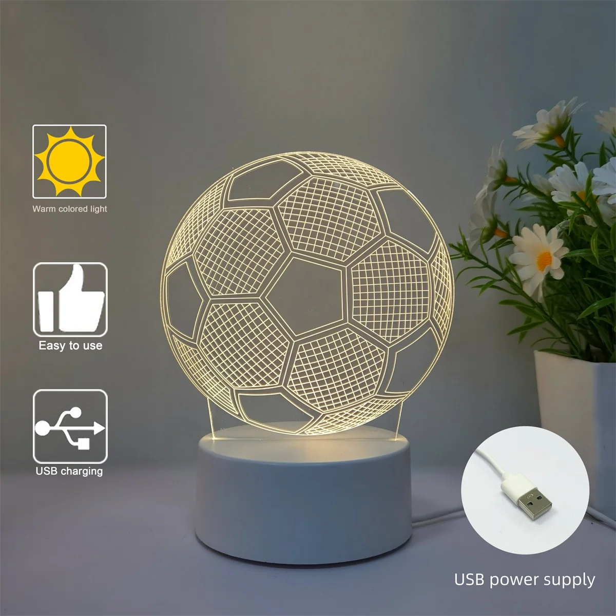 1 football 3D night light, Father\'s Day, holiday gift table light for family, atmosphere light, companion sleep light.