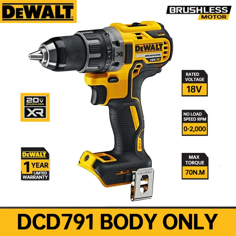 DEWALT DCD791DCD791N DCD791B 20V MAX* XR® LI-ION Brushless Compact Drill/Driver (BODY ONLY)