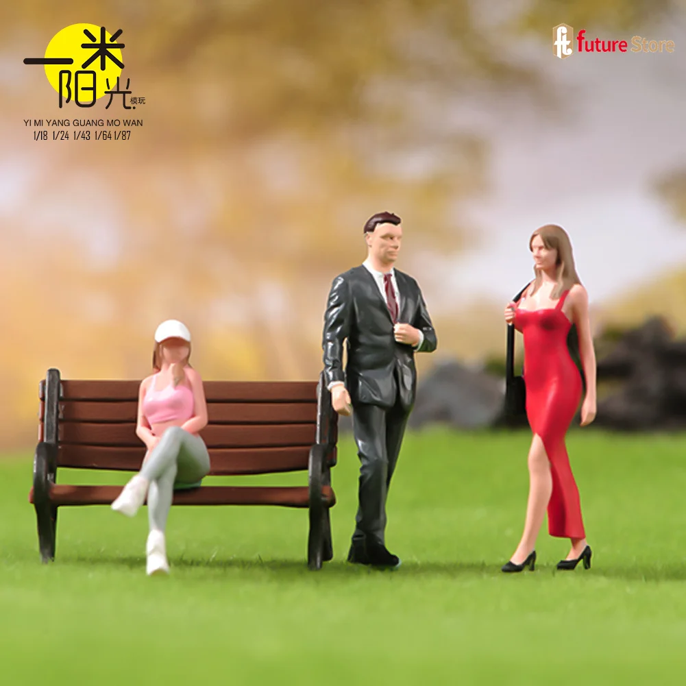 Geschilderde Miniaturen 1/64 Schoonheid Meisje Mannelijke Vrouwelijke Rollen Figuur Mini Pop Diorama Beeldje Creatieve Scène Props Ambachten Decor