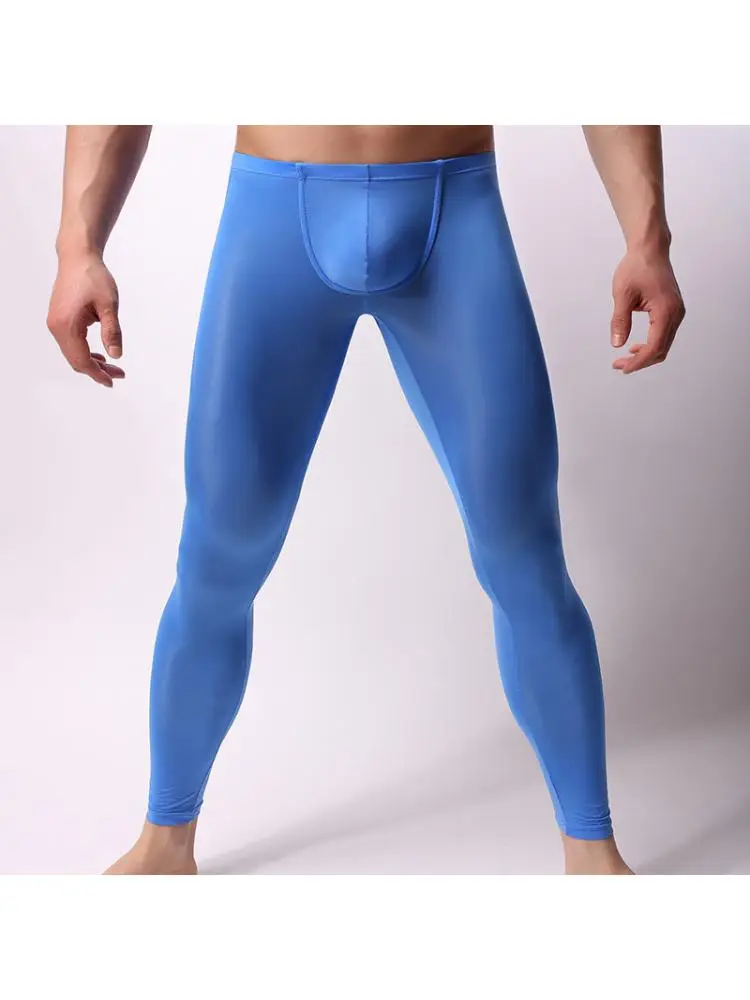 2022 New Design Ice Silk Men Autumn Pants Ultrathin Leggings Casual Fashion Trade Concave Convex Pajamas  Sexy Popular Elements