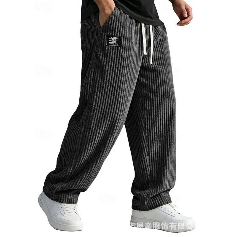 2027 Retro Vertikal Gestreifte Herrenhose aus Cord, Lässige Taschenhose, Weite Baggy-Hose, Gerade Jogginghose, Outdoor Streetwear – Detail 9