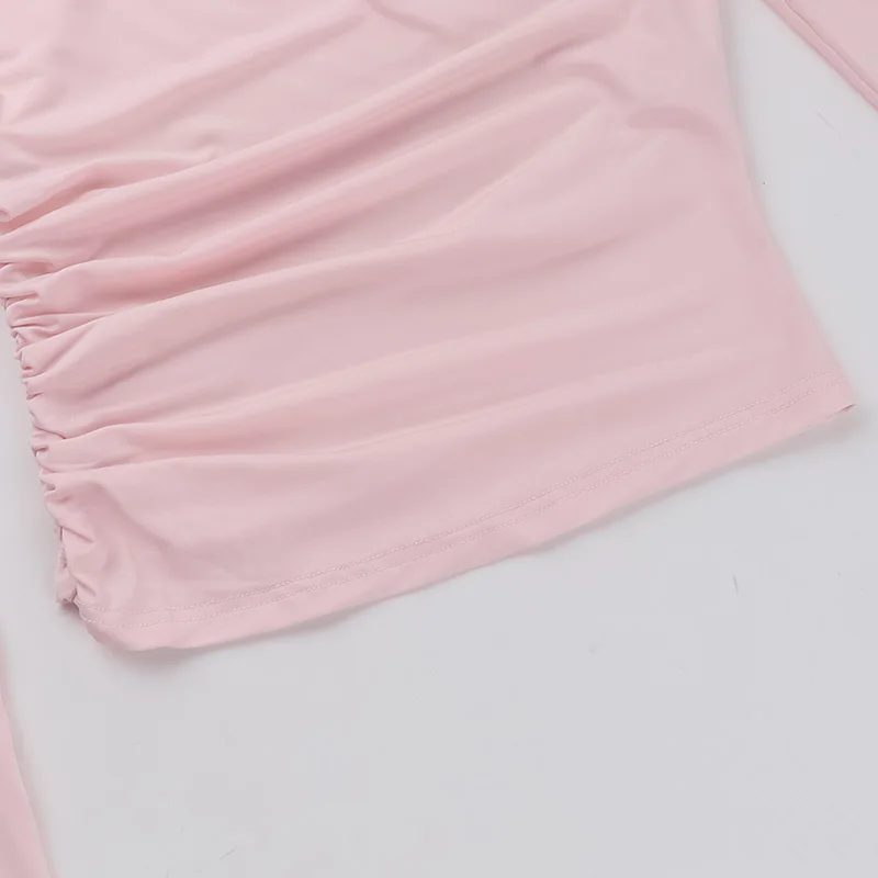 Diseño personalizado, informal, de manga larga, con cuello barco y hombros descubiertos, Top corto ajustado, blusas para salir, camisas ajustadas Y2K XY24338SKO