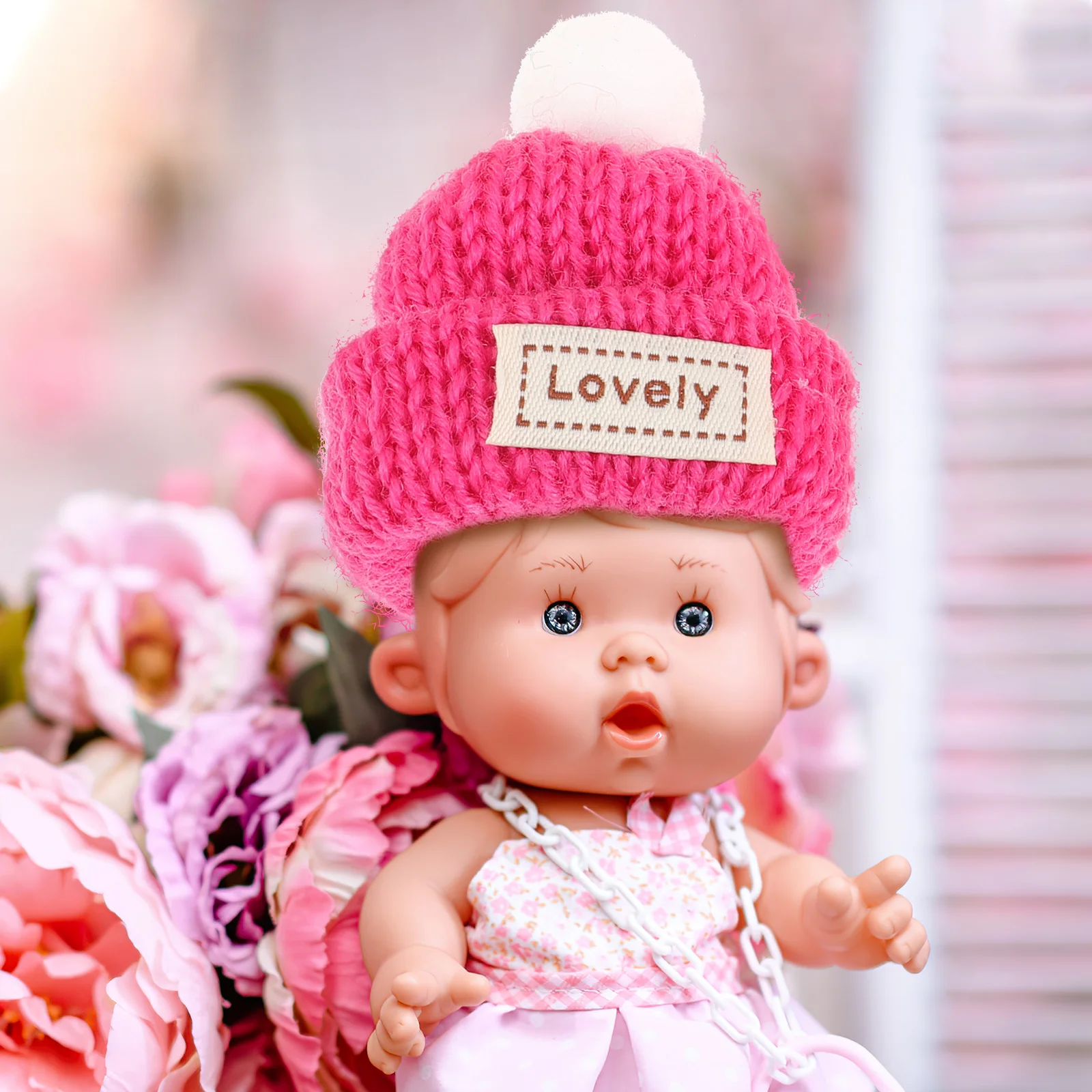 5 Peças de Mini Chapéus, Material DIY, Acessórios de Artesanato, Chapéus de Lã Tricotados, Ornamento de Árvore de Natal, Pequenos Chapéus para Decoração de Feriados e Presentes