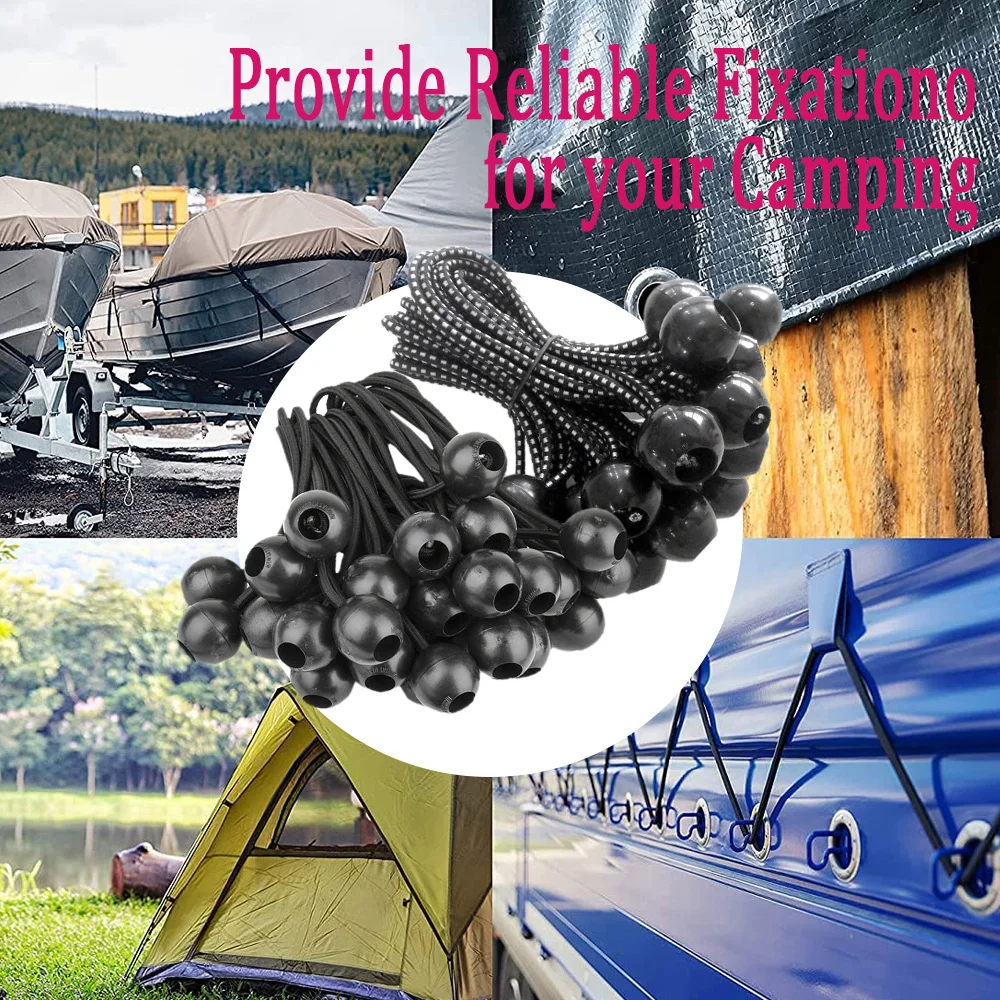 Portable Elastic Tent Fixed Rope Ball Tarpaulin Trampoline Bungees Cords Strapping Rope Tie Outdoor Camping Supply Accessories