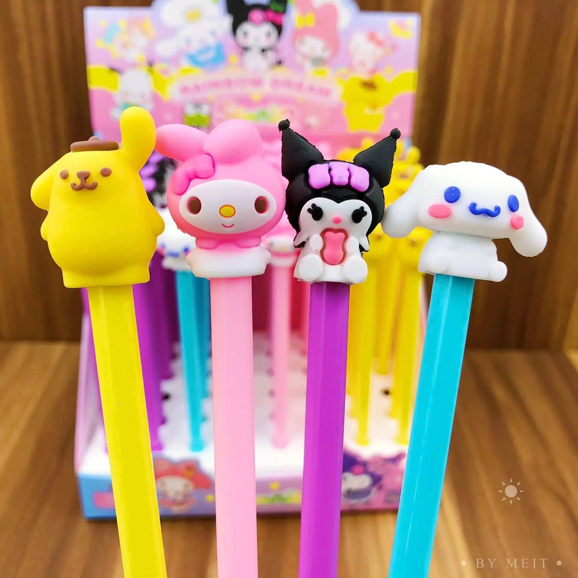 48pcs Sanrio Cartoon Silicone Head Gel Pen Kuromi Melody Cinnamoroll Office Signature Pen Stationery School Supplies Stationery