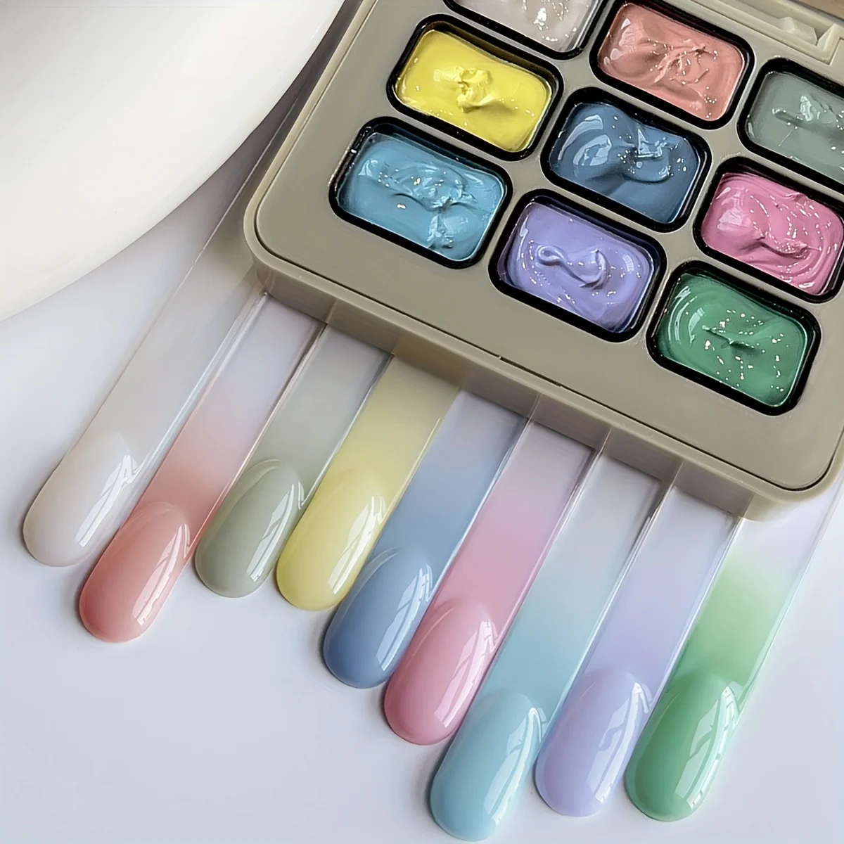 MORDDA-pegamento para palmaditas enlatado, 9 colores, alta saturación, Popular, semisólido, pegamento para esmalte de uñas, manicura de salón DIY para mujer